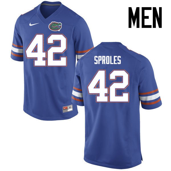 Florida Gators Men #42 Nick Sproles College Football Jersey Blue